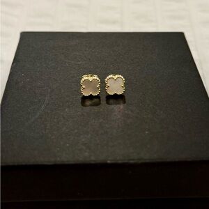 Opal Elegant Gold and White Stud Earrings